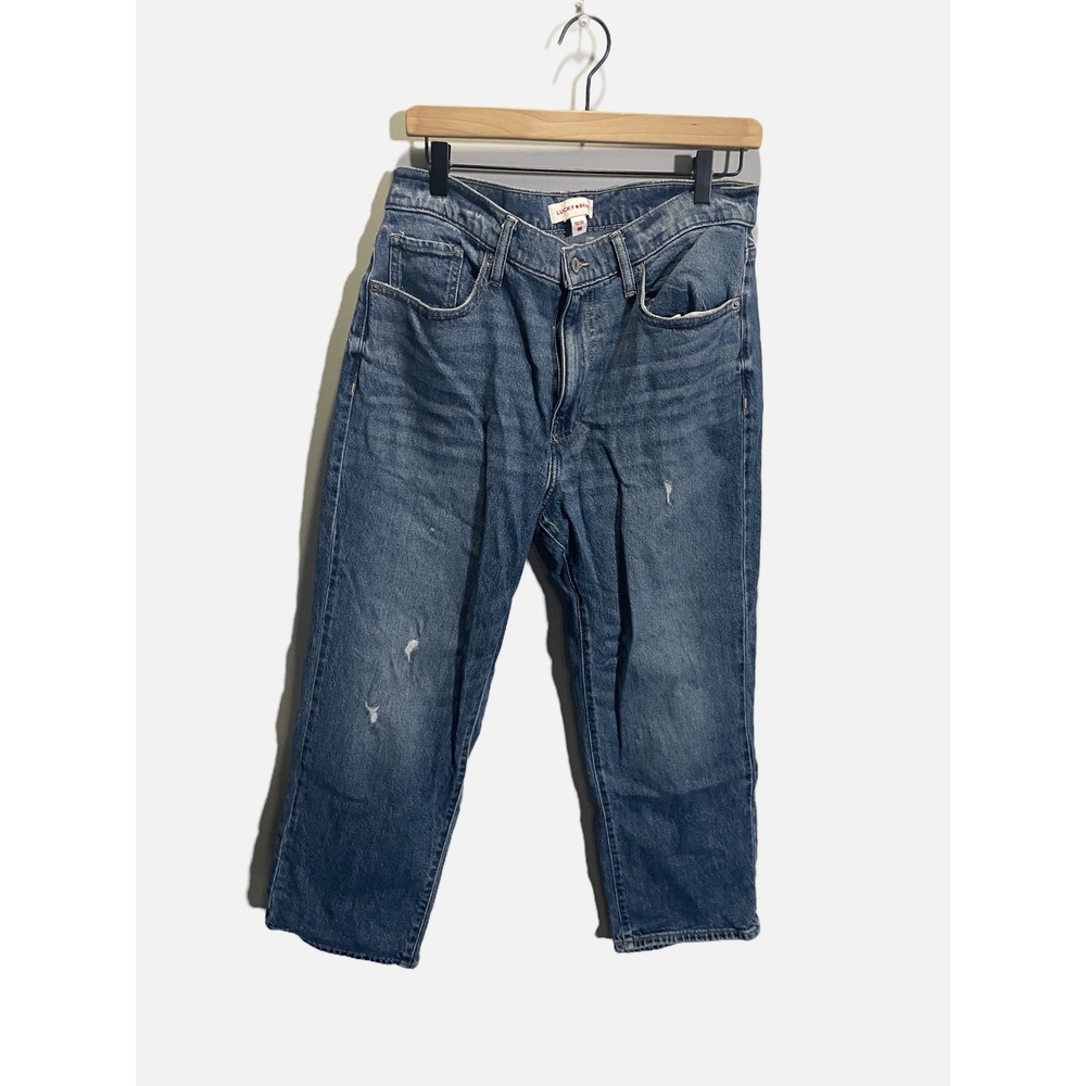 Lucky Brand 90s Loose High Rise Crop‎ Jeans Womens 10/30 Blue Distressed Denim